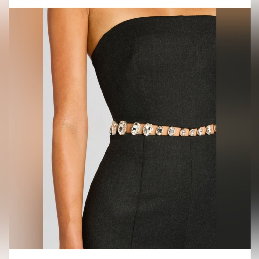 Retrofete Black Strapless Jumpsuit with Embellished Belt - Picture 2 of 10